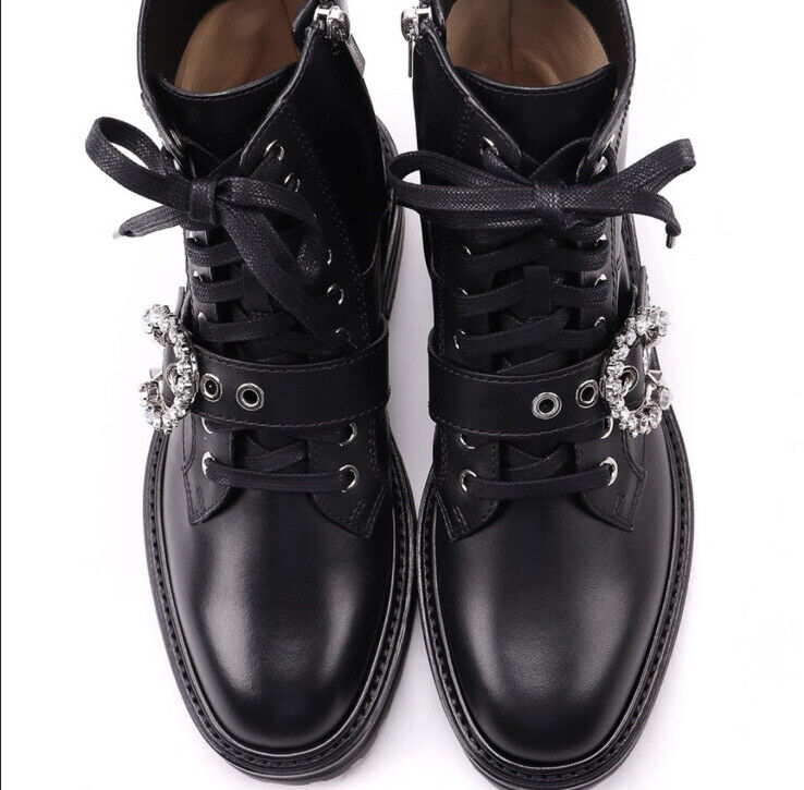 New Jimmy Choo Cora Black Soft Calf Leather Combat Boots New Jimmy Choo Cora Black Soft Calf Leather Combat Boots