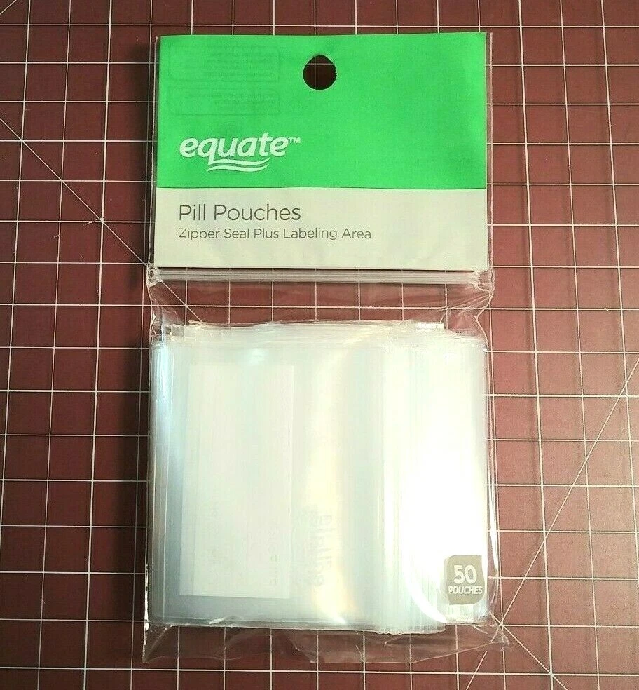 EQUATE - Clear Disposable Pill Pouches, 50 Ct (Mini Resealable Bags)