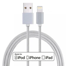 iPHONE iPAD iPOD CERTIFIED MFI 6FT LONG USB CABLE FAST CHARGE POWER CORD BRAIDED