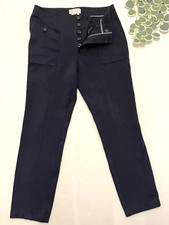 Anthropologie Women's Sasha Button Fly Navy Tapered Trouser Pants Size 10 Work
