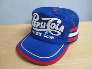 Vintage Pepsi Cola 3 Stripe Mesh Trucker Hat Made In USA