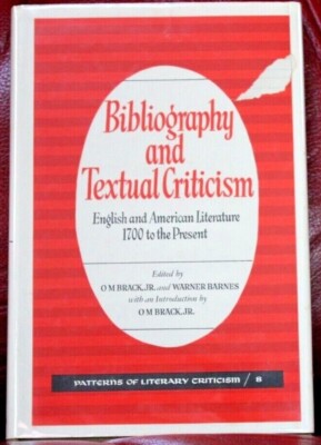 Bibliography and Textual Criticism, Brack & Barnes eds. 1969  GOOD