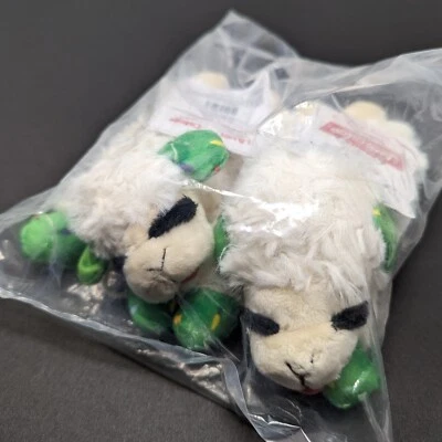 MULTIPET Pack Of 2 Lamb Chop Dog Toy 6" Squeaks with Green Ears Christmas Lights New