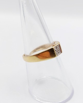 Bague Chevalière Art Déco Or 18k Avec Diamant – Taille 53 – Circa 1970 – Occasion
