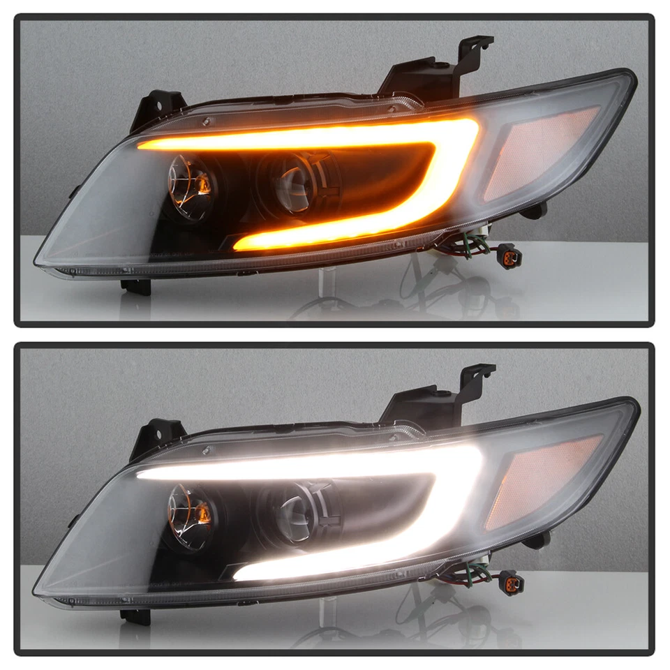Black 2003-2008 FX35 FX45 LED DRL Tube Switchback Signal Headlights Headlamps - Image 4 of 4