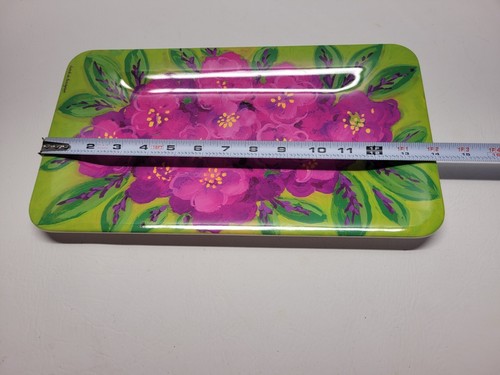 Isabelle de Borchgrave Melamine Party Platter Tray Plate Floral Print Pink 8x14" - Picture 4 of 6