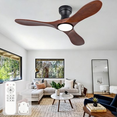 Deckenventilator 42 Zoll LED Fernbedienung 3 Holzflügel 6 Stufen Timer Schwarz