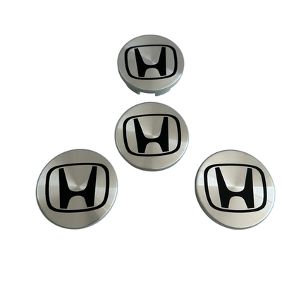 #ad #ad Honda Wheel Center Silver Chrome Caps Black Logo Hubcaps 2.25 inch Set of 4x $20.00