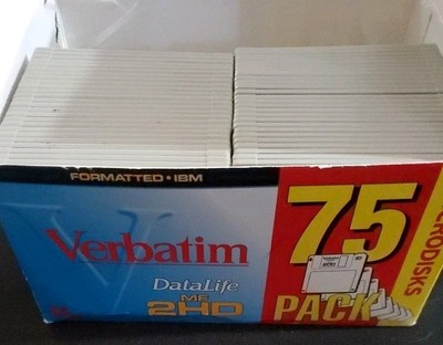 Verbatim DataLife MF 2HD 3.5'' Microdisks 75 Pack (52 Disks) Formatted IBM