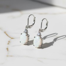 Opal Ohrringe Silber – Hängende Edelstein Kristall Ohrhänger, Damen Schmuck