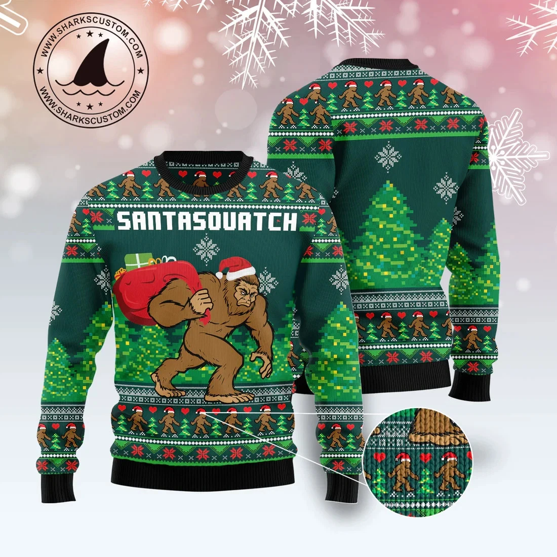 Funny Santasquatch Bigfoot - 3D Print Ugly Sweatshirt