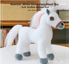 Realistic White Horse Plush Toy Soft Stuffed Pony Animal Doll Cute Kids Gift NEW