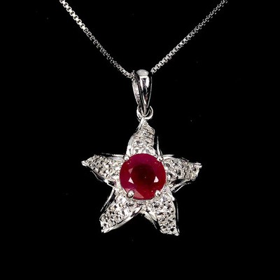 Silber Anhänger Rubin echt natürlich abgebaut Edelsteine massiv Sterling mit Kette