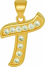 Small Initial Cubic Zirconia Letter Necklace Chain 24K Gold Plated