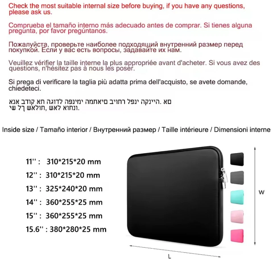 Bolsa para laptop capa 11 13 14 15 15,6 polegadas para computador Lenovo Xiaomi Dell MacBook - Imagem 4 de 4