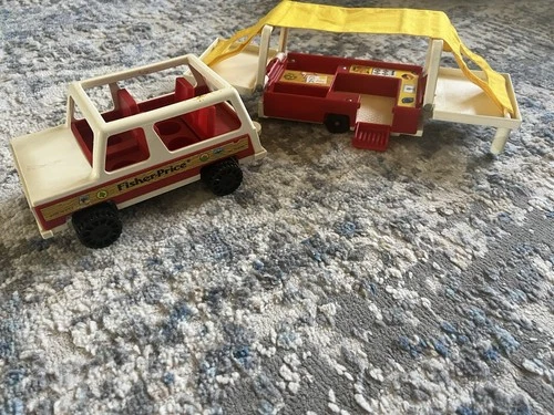 Vintage Fisher Price Play Family Car And Pop Up Camper