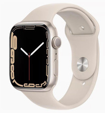 Apple Watch Series 7 45mm Silver Aluminium Case White Silicone Band 32GB
