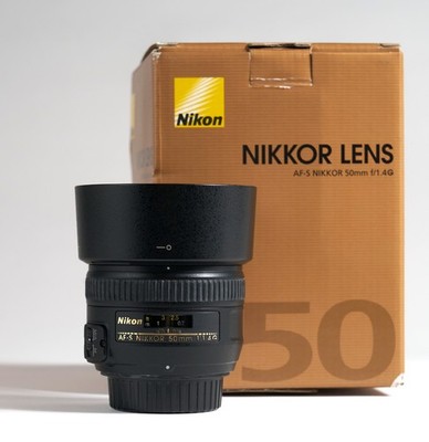 Nikon AF-S FX NIKKOR 50mm F/1.4G Lens with Caps & Hood with Original BOX Papers