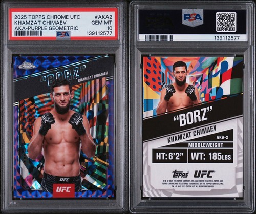 Topps 2025 Chrome UFC Khamzat Chimaev Aka Purple Geometric Refractor #AKA-2 /10