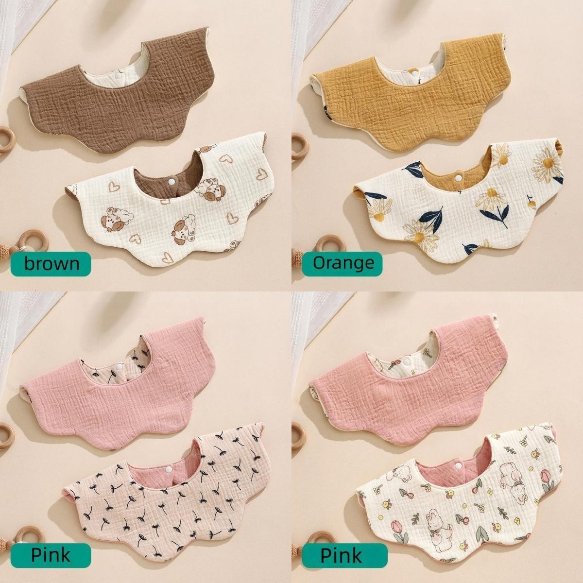 Baby Bibs for Girl Cotton Bibs Baby Drool Bib sdouble-sided  (4 Packs)