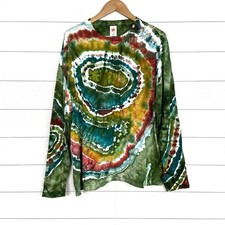 Multicolor Geode TieDye Long Sleeve TShirt XL Hanes Unique Fun Hippie Cool