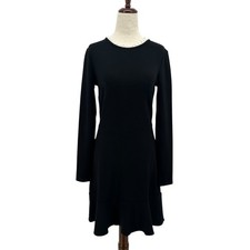NEW LOFT Womens 0 Dress Mini A-Line Black Ruffle Neckline Party Wednesday Addams