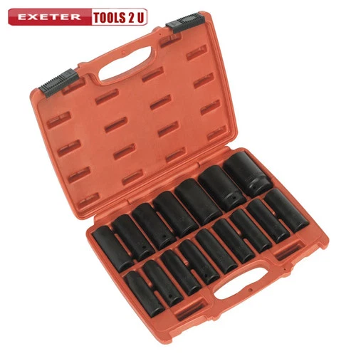 Sealey AK5816M 16 Piece 1/2" Square Drive Deep Metric Impact Socket Set 10-32mm