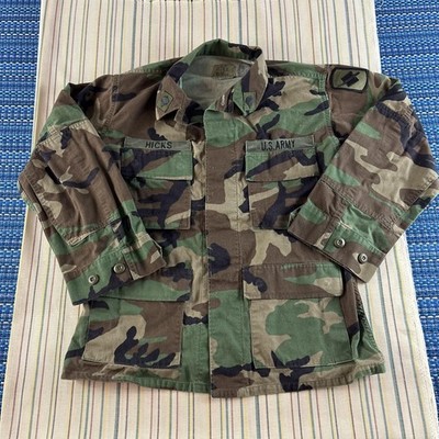 Vintage US Army BDU Jacket Small Short Woodland Camouflage 90s