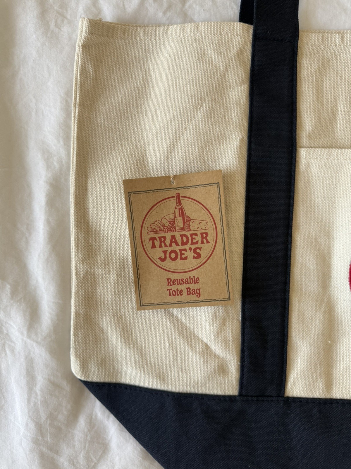 Trader Joe's Classic Tote Bag  - Navy Blue/Cream Canvas from USA - BNWT image 5