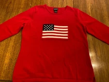 Rafaella American Flag Knit Sweater Womens Large Preppy (Read Description) 