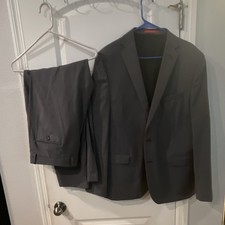 Kenneth Cole Gray Awearness Solid Wool Blend Stretch Slim Suit 46R 40R 2-Button