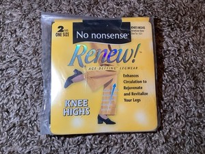 2 pairs - No Nonsense renew age defying knee highs, color navy, One Size