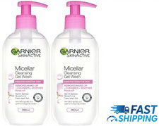 Garnier Micellar Gel Face Wash Sensitive Skin 200ml Duo Pack of 2 Cleanser UK