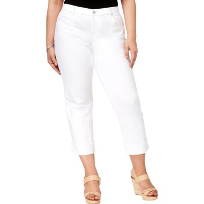 Style & Co. Womens White Cuffed Mid-Rise Everyday Capri Jeans Plus 16W BHFO 6954