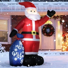 8ft Christmas Inflatable Santa Claus with Gift Bag Blow-Up Christmas Decorations