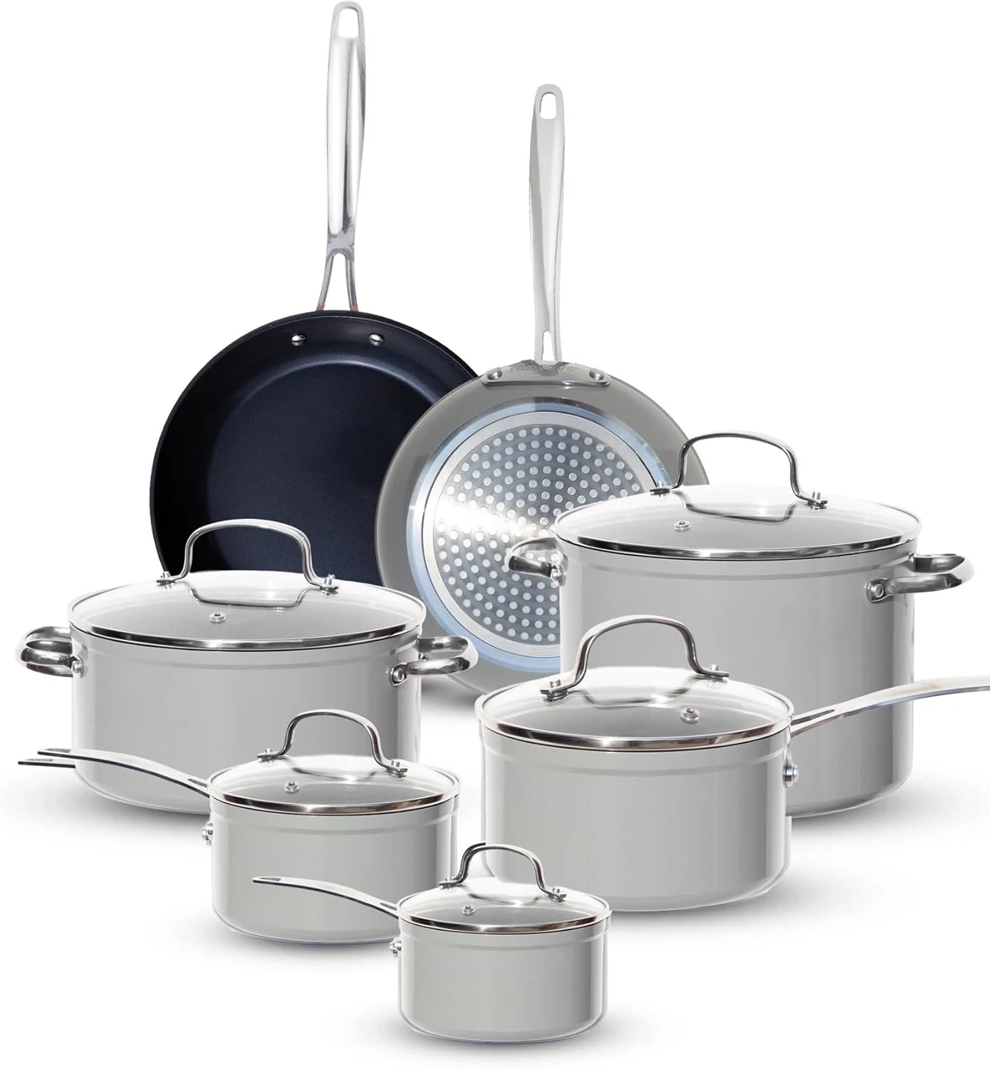 G11 Healthy Non-Stick Cookware Set - Scratch-Resistant & PFAS Free, Cool Gray