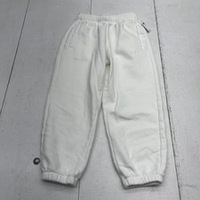 GAP Kids Sweatpants Youth Small 6-7 White Fleece Joggers Elastic Cuffs Pockets