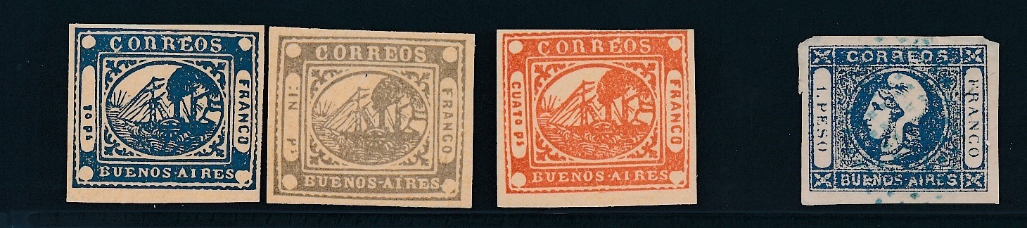 BUENOS AIRES STEAMSHIPS MH: #1, #2, #4 & LIBERTY #10 USED ; REPRINTS (?)
