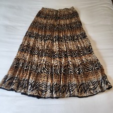 Vtg REVUE Skirt Womens Medium Maxi Broomstick Tiger Leopard Animal Boho 90s