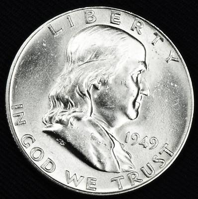 1949-p Franklin Half.   100% Full Horizontal Bell Lines.    BU   (Inv.B)  