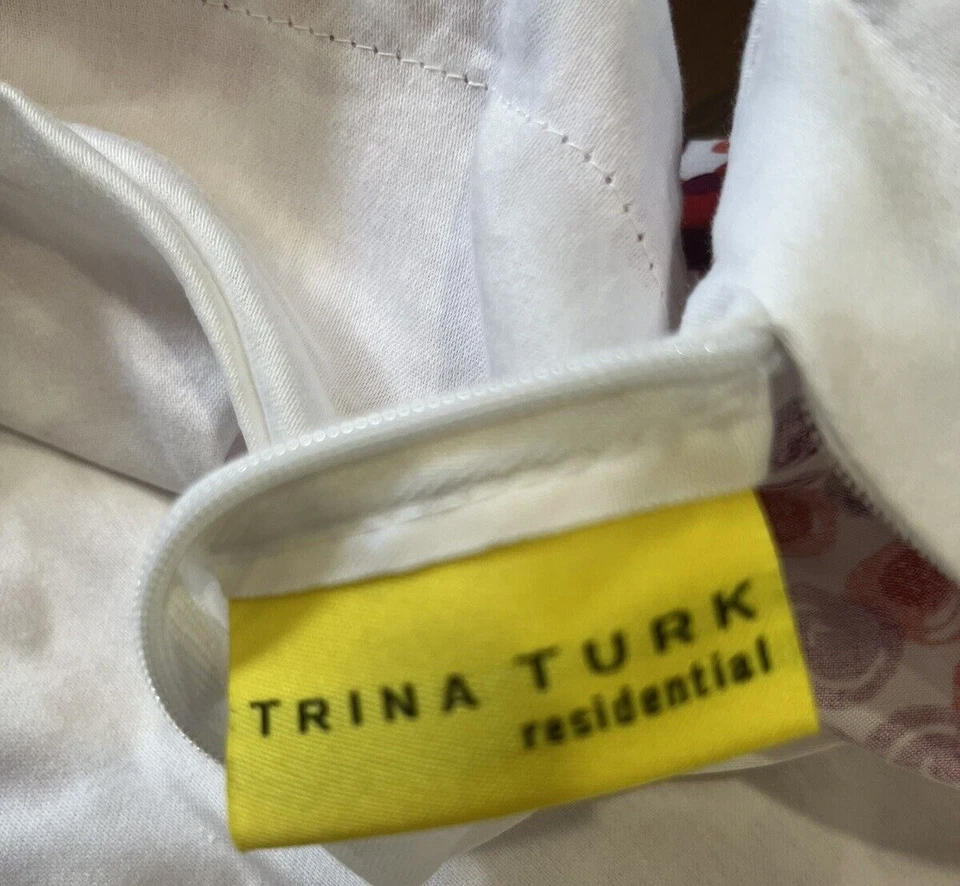 Trina Turk um par 23" x 28" branco vermelho roxo laranja pontos Chevron Design - Imagem 4 de 4