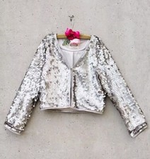 Joyfolie Girl's Zaira Jacket in Silver Size 12 or 14 NWT Wedding Dance Holiday