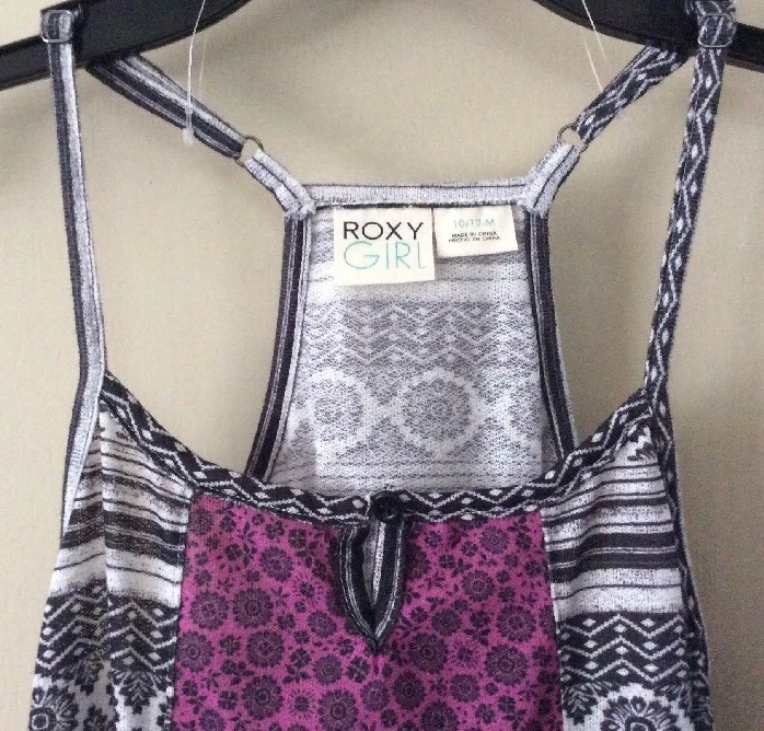 Nuevo Verano Niñas Roxy Negro Blanco Púrpura L/XL/10/12 Floral Solero Roxy Niña Foto 4 de 4