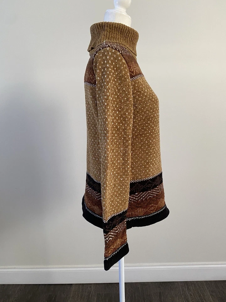 Suéter elástico vintage All Points By Reference Point listra chenille LS tamanho P - Imagem 4 de 4