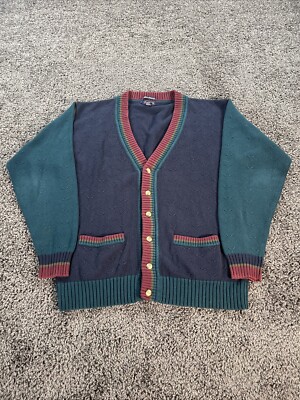 Vintage Gant Cardigan Sweater Mens XLT Hand Frammed Knit Multicolor Grandpa