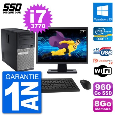 PC tour DELL 7010 Bildschirm 27 '' Intel Core i7-3770 RAM 8Go SSD 960Go Windows