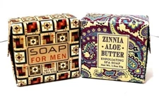 Greenwich Bay Trading Company 2 sample soap bars Zinnia Aloe Butter Soap for Men