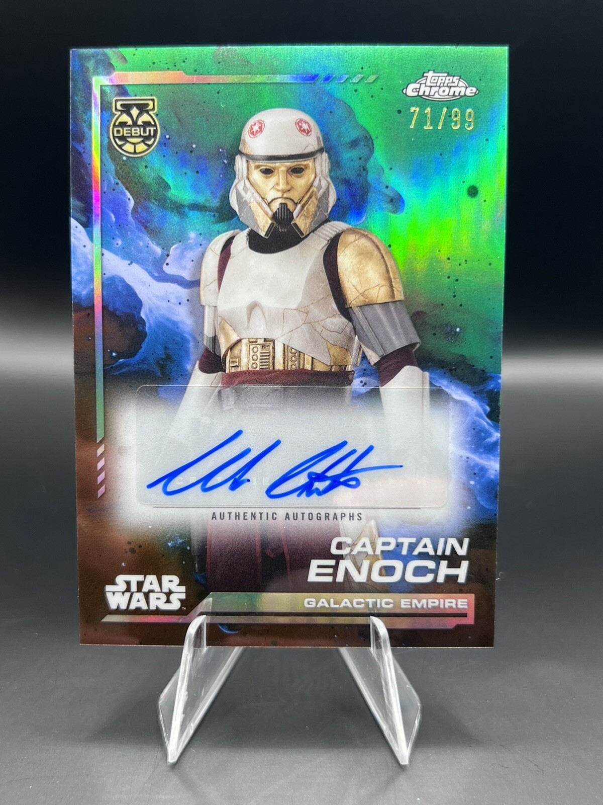 2024 Topps Chrome Star Wars Debut Wes Chatham as Captain Enoch Kashyyk Green /99