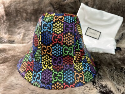 NWT Gucci Unisex Rainbow GG Psychedelic Bucket Hat 100 