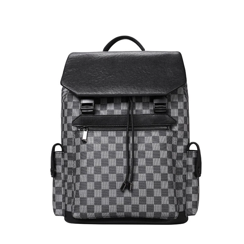 Mochila de cuero de moda para hombre bolsa de computadora de gran capacidad mochila de viaje Foto 3 de 4